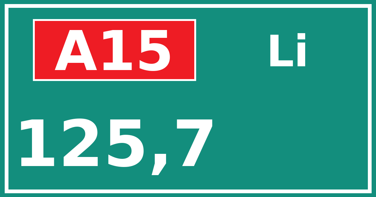 Hectometerbord A15 125,7 zijde Li
