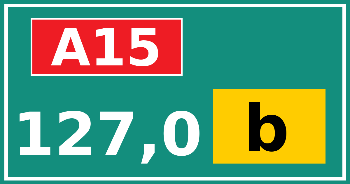Hectometerbord A15 127,0 letter b