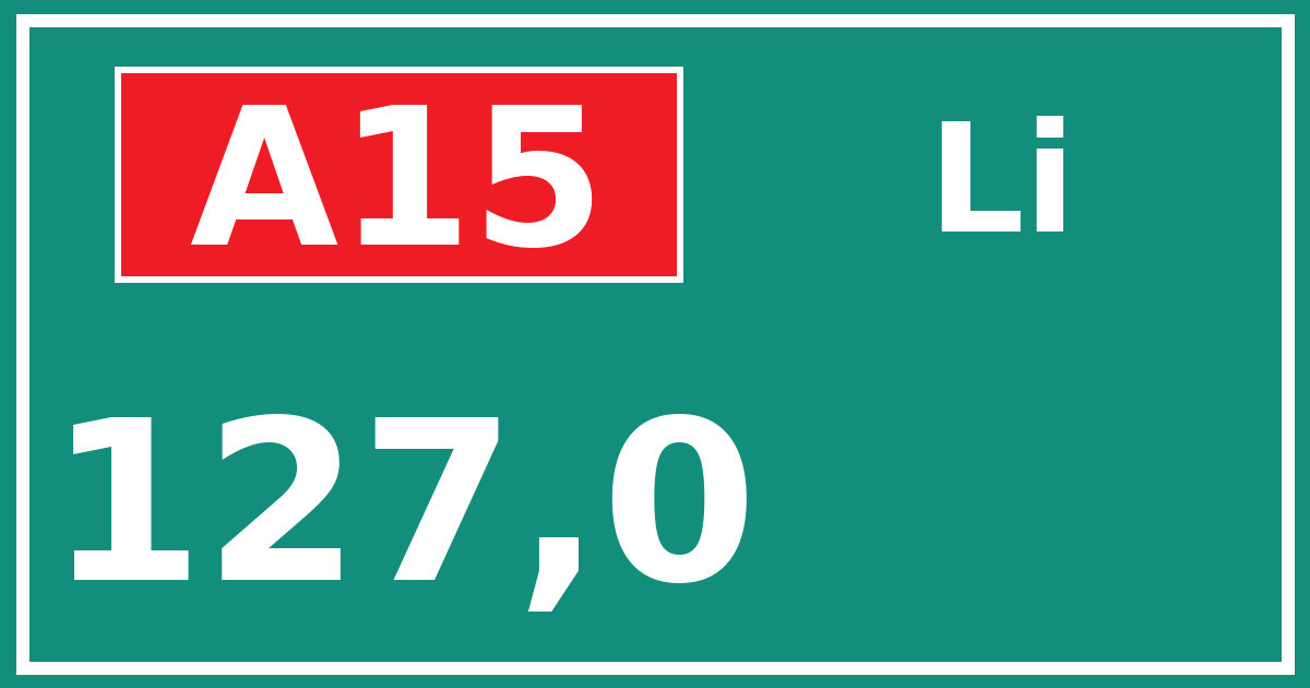 Hectometerbord A15 127,0 zijde Li