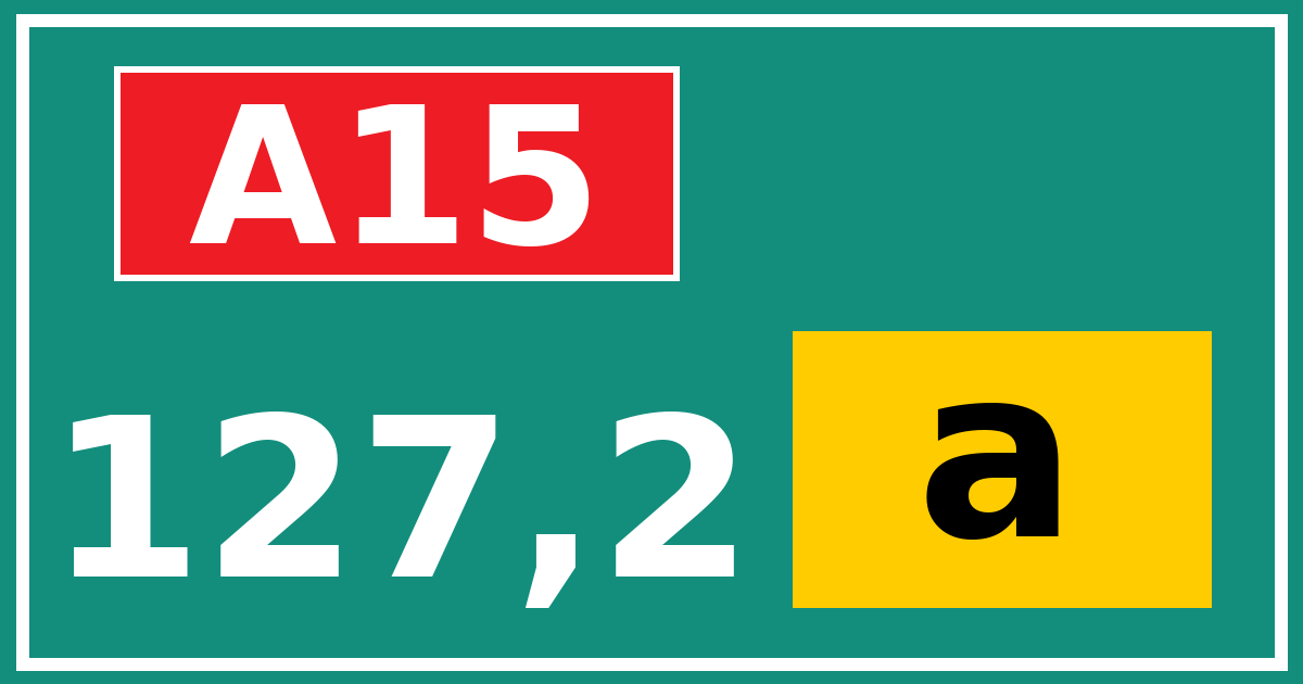 Hectometerbord A15 127,2 letter a