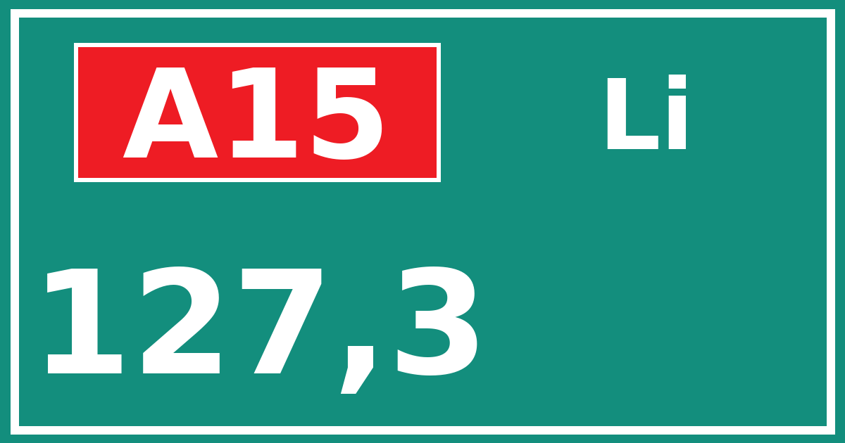 Hectometerbord A15 127,3 zijde Li