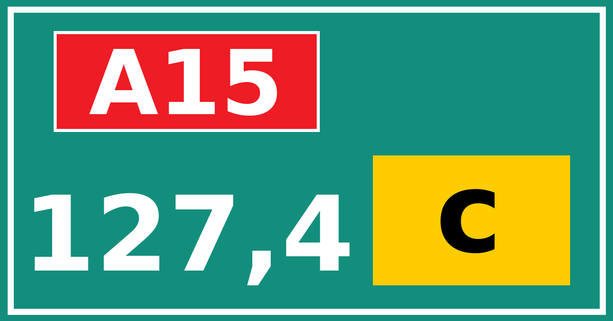 Hectometerbord A15 127,4 letter c