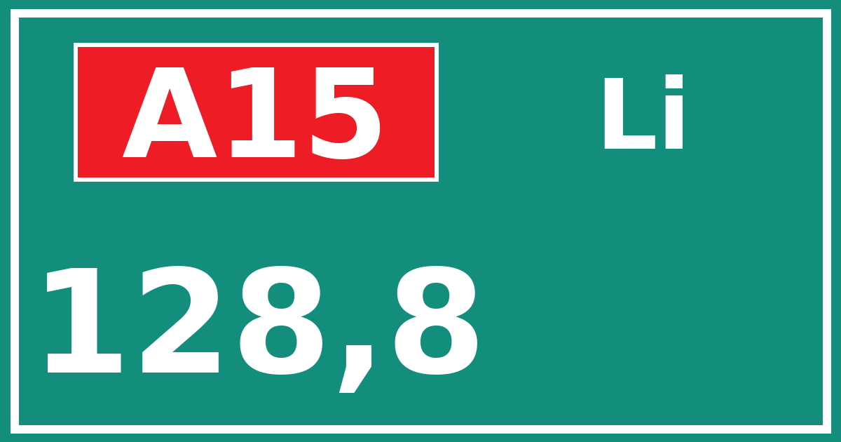 Hectometerbord A15 128,8 zijde Li