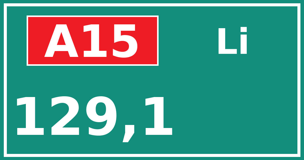 Hectometerbord A15 129,1 zijde Li