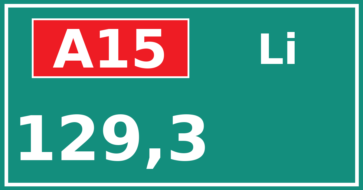 Hectometerbord A15 129,3 zijde Li
