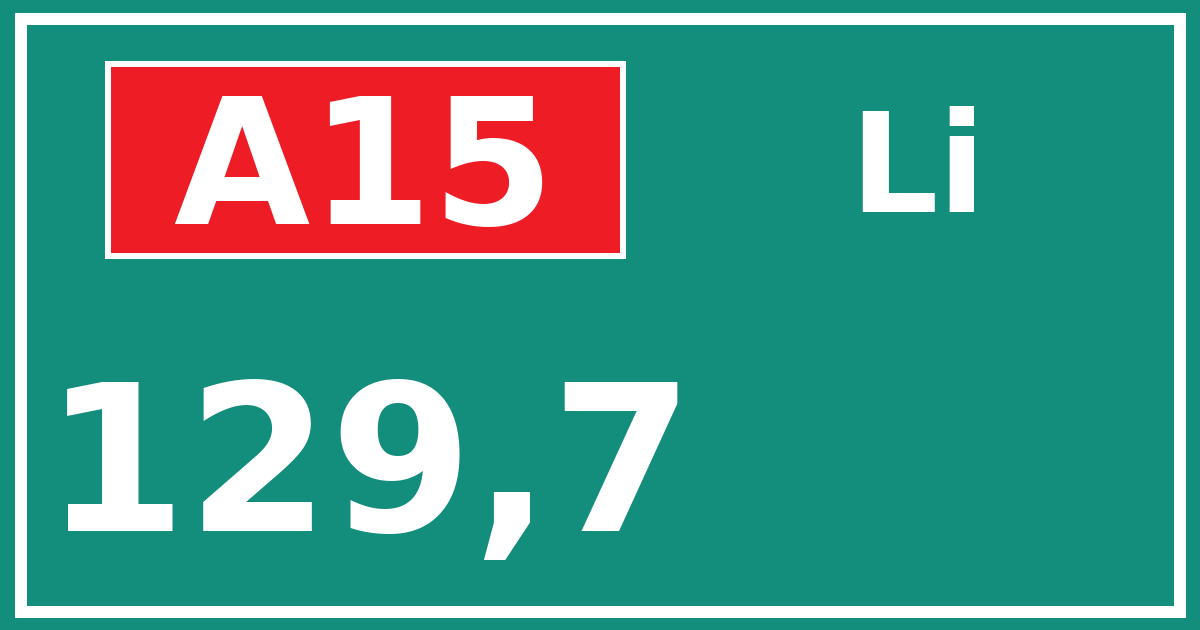 Hectometerbord A15 129,7 zijde Li