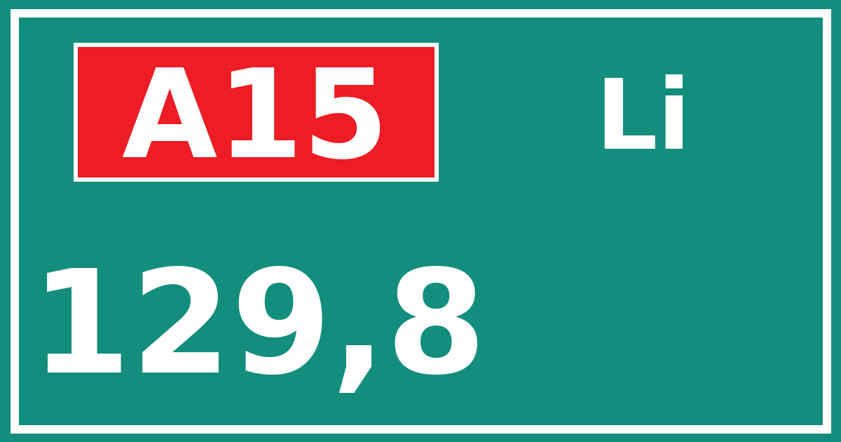 Hectometerbord A15 129,8 zijde Li