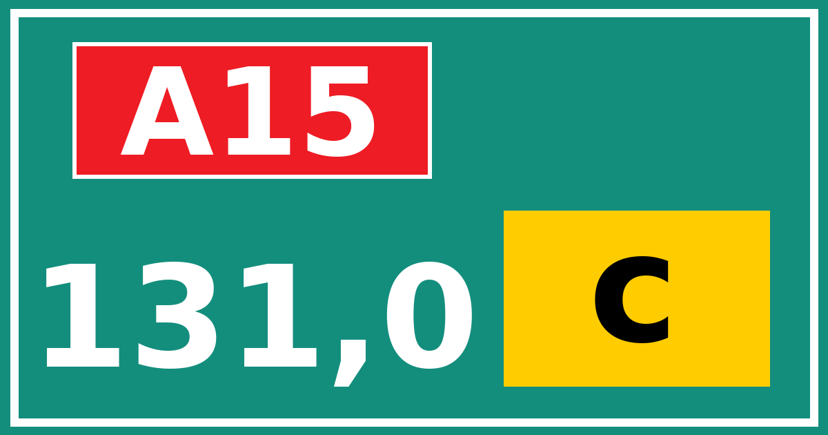 Hectometerbord A15 131,0 letter c
