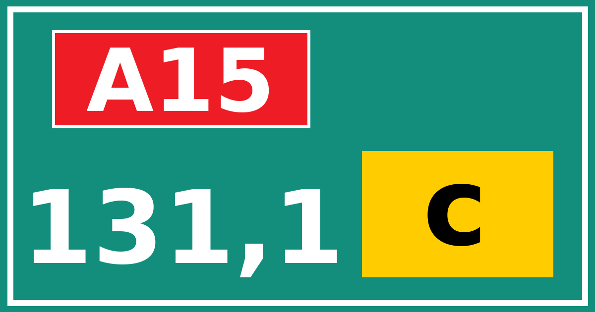 Hectometerbord A15 131,1 letter c