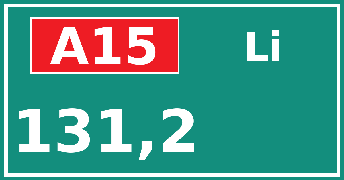 Hectometerbord A15 131,2 zijde Li
