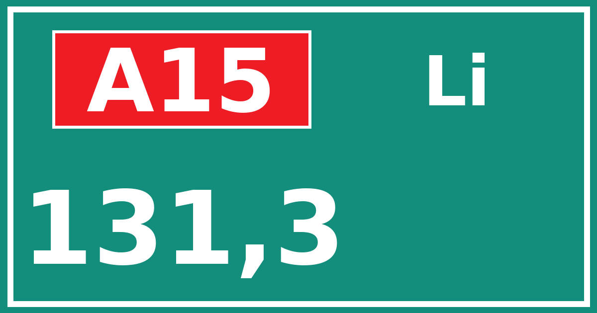 Hectometerbord A15 131,3 zijde Li