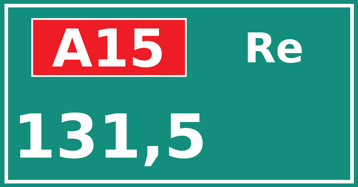 Hectometerbord A15 131,5 zijde Re