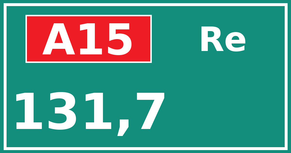 Hectometerbord A15 131,7 zijde Re
