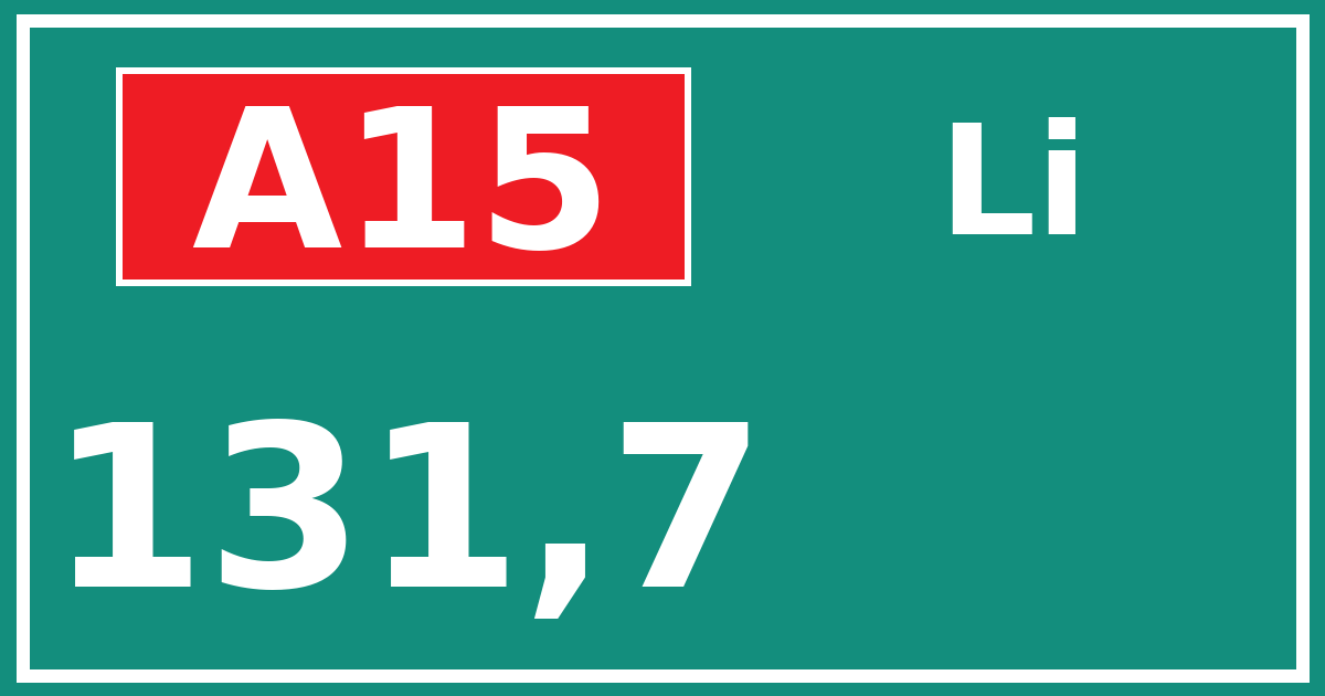 Hectometerbord A15 131,7 zijde Li