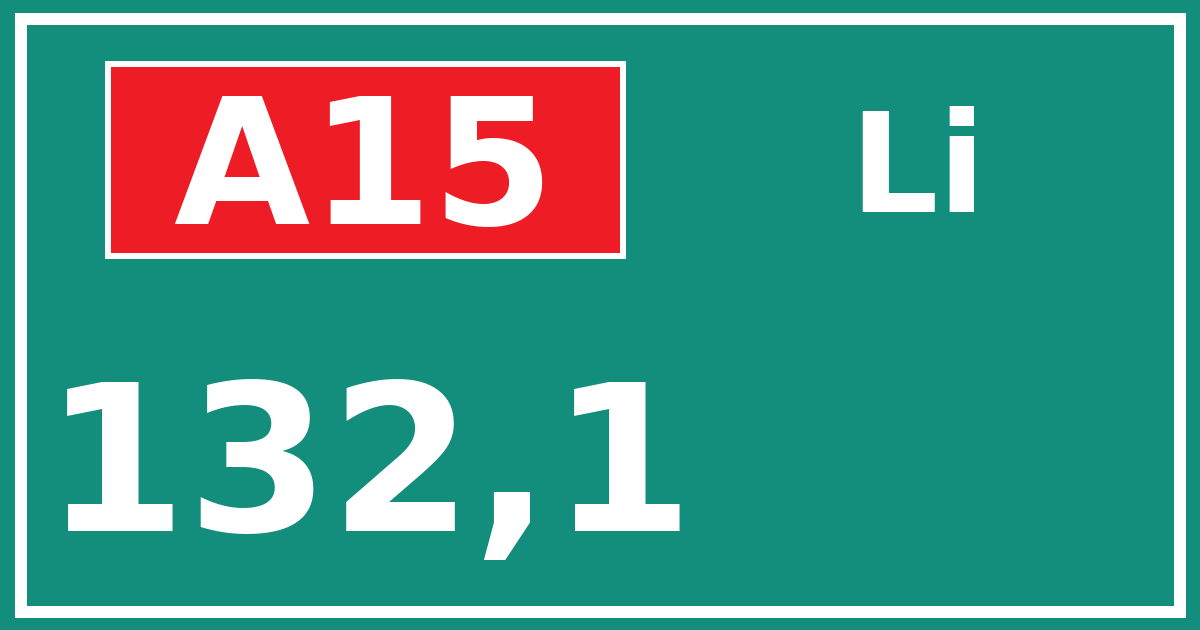 Hectometerbord A15 132,1 zijde Li