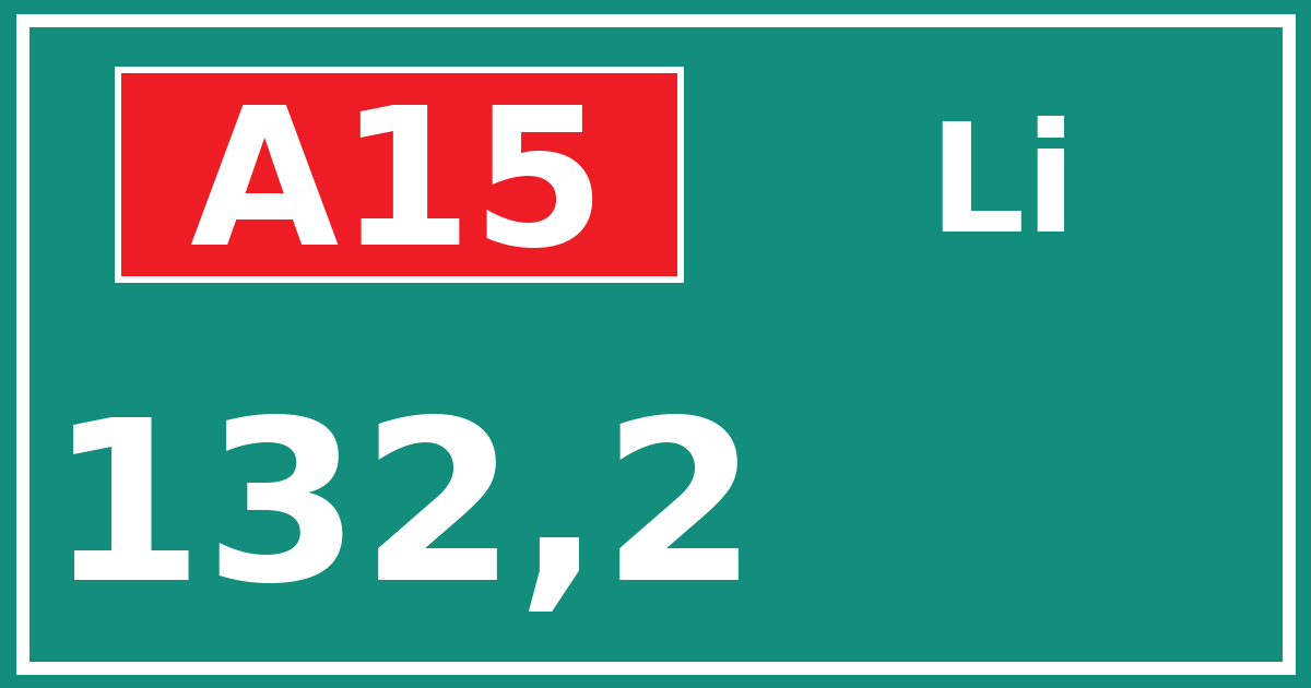 Hectometerbord A15 132,2 zijde Li
