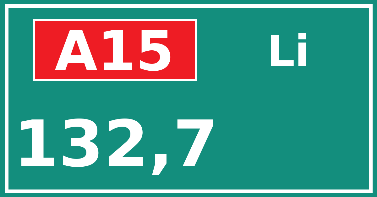 Hectometerbord A15 132,7 zijde Li
