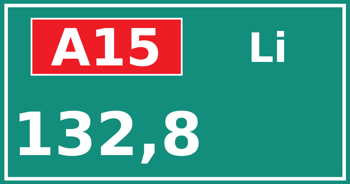 Hectometerbord A15 132,8 zijde Li
