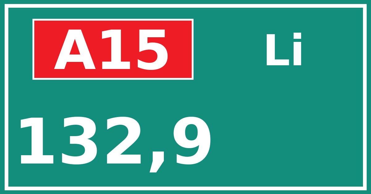 Hectometerbord A15 132,9 zijde Li