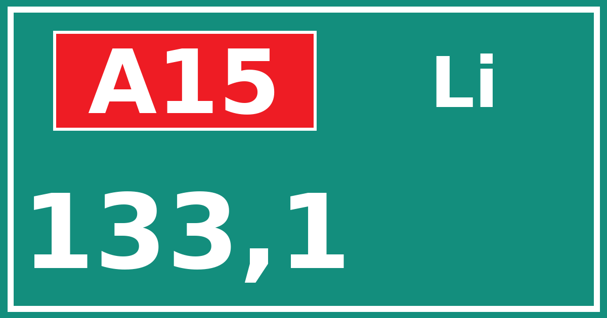Hectometerbord A15 133,1 zijde Li