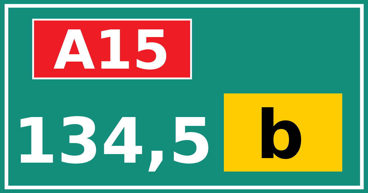 Hectometerbord A15 134,5 letter b