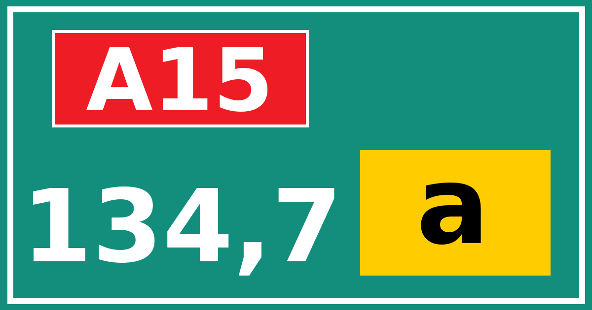 Hectometerbord A15 134,7 letter a