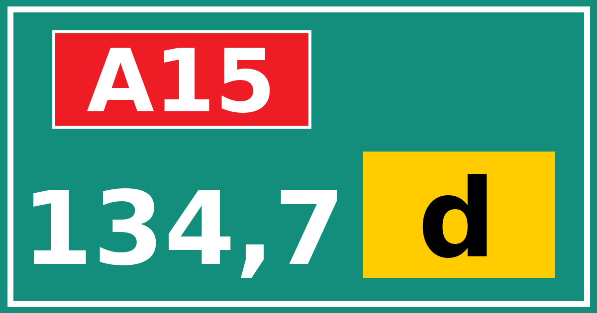 Hectometerbord A15 134,7 letter d