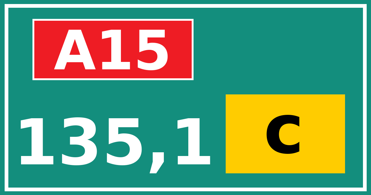 Hectometerbord A15 135,1 letter c