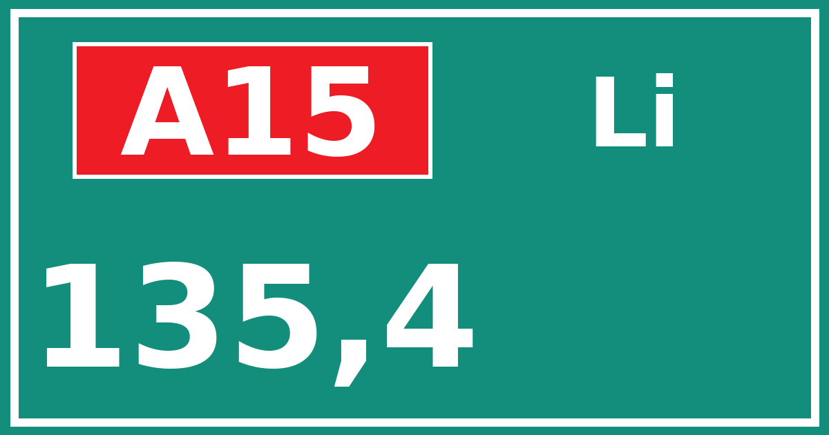 Hectometerbord A15 135,4 zijde Li
