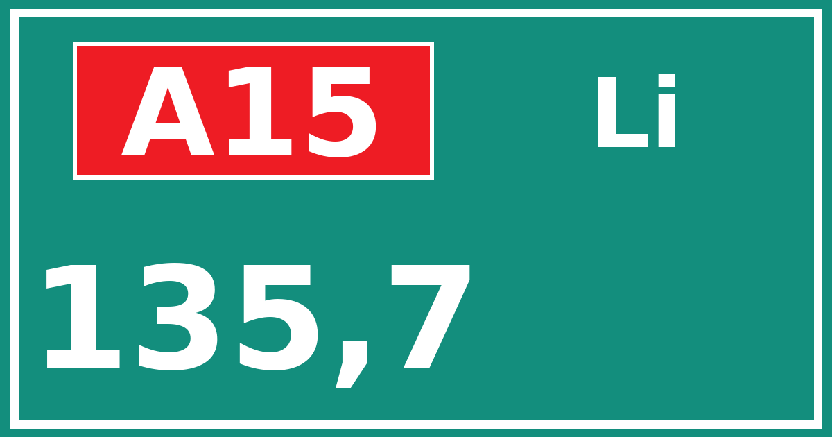 Hectometerbord A15 135,7 zijde Li