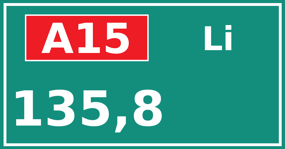 Hectometerbord A15 135,8 zijde Li
