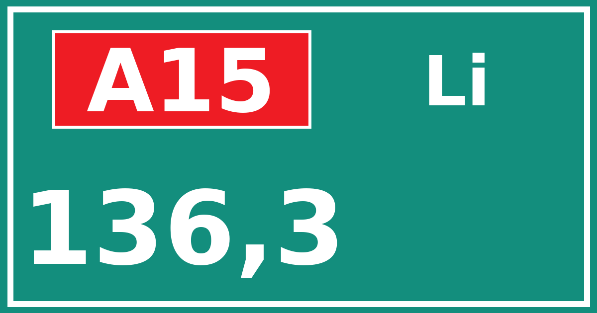 Hectometerbord A15 136,3 zijde Li