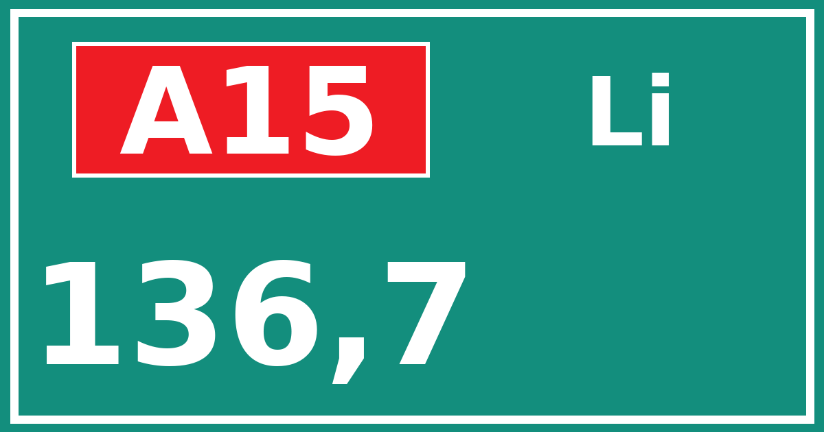 Hectometerbord A15 136,7 zijde Li