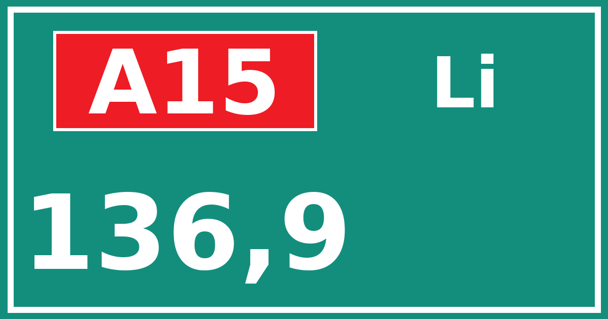 Hectometerbord A15 136,9 zijde Li
