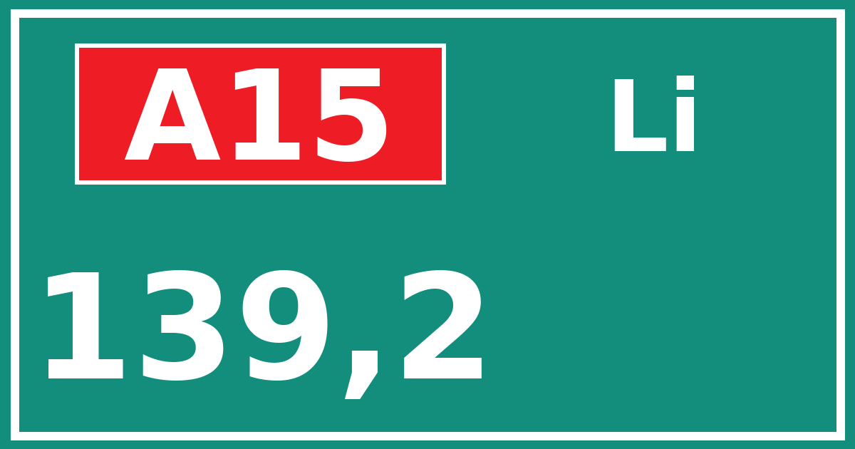 Hectometerbord A15 139,2 zijde Li