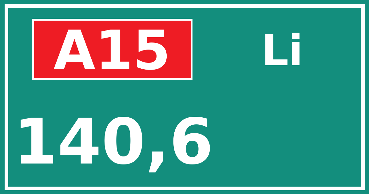 Hectometerbord A15 140,6 zijde Li