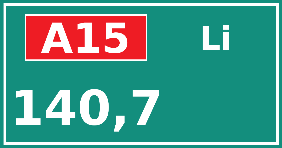 Hectometerbord A15 140,7 zijde Li