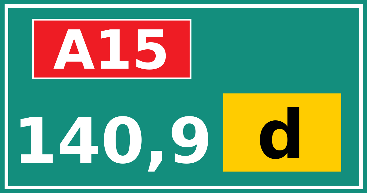 Hectometerbord A15 140,9 letter d