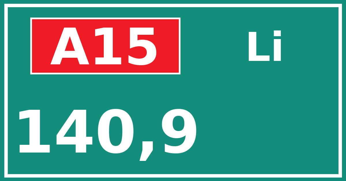 Hectometerbord A15 140,9 zijde Li