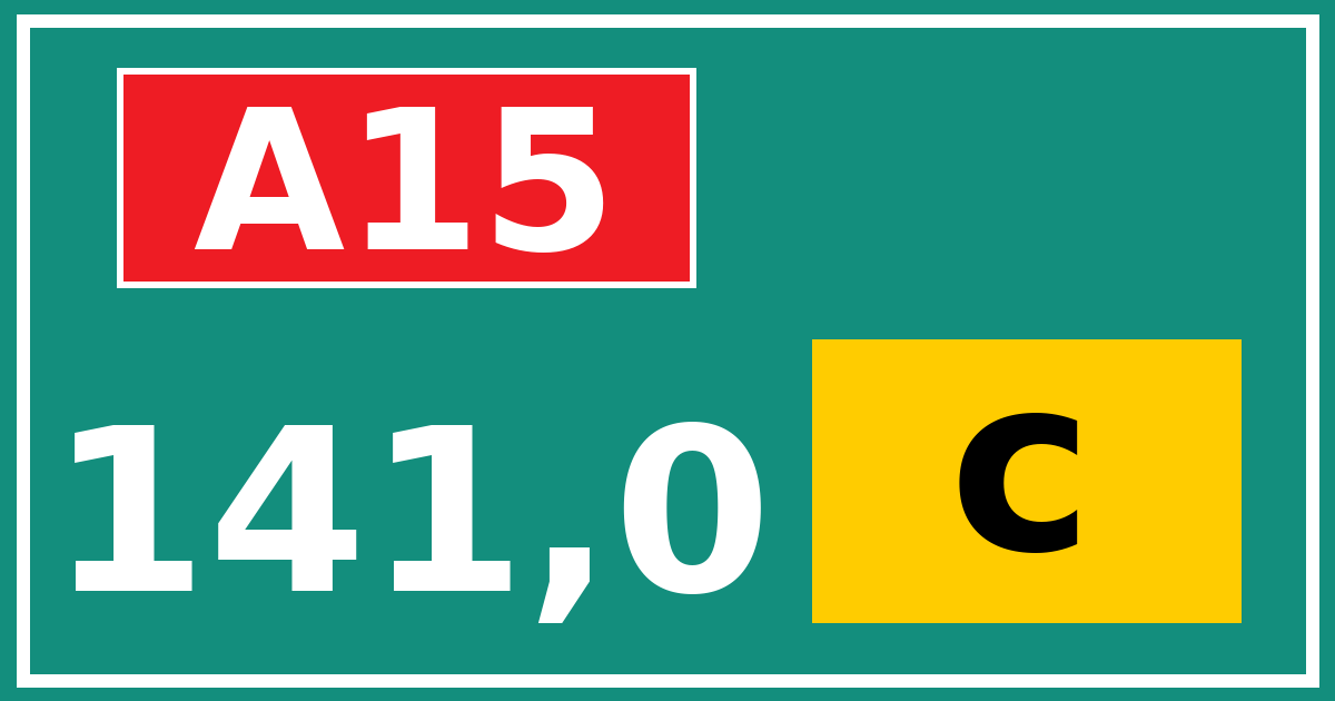 Hectometerbord A15 141,0 letter c