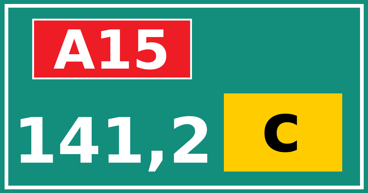 Hectometerbord A15 141,2 letter c