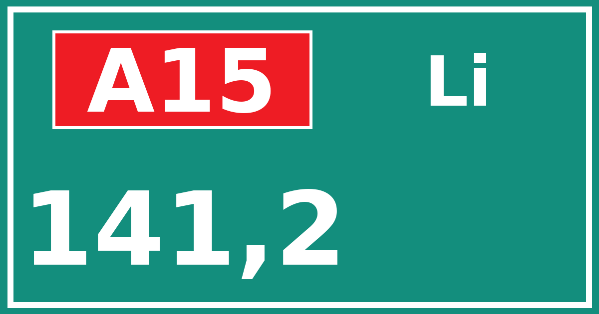 Hectometerbord A15 141,2 zijde Li