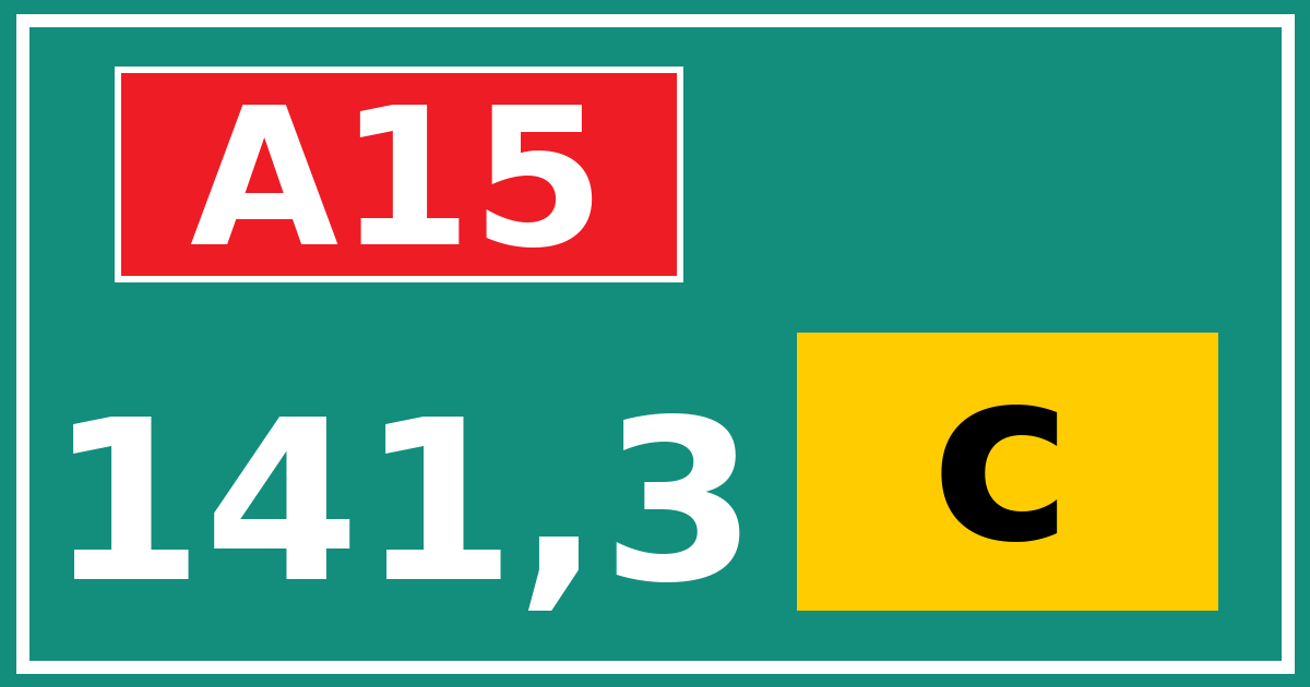 Hectometerbord A15 141,3 letter c