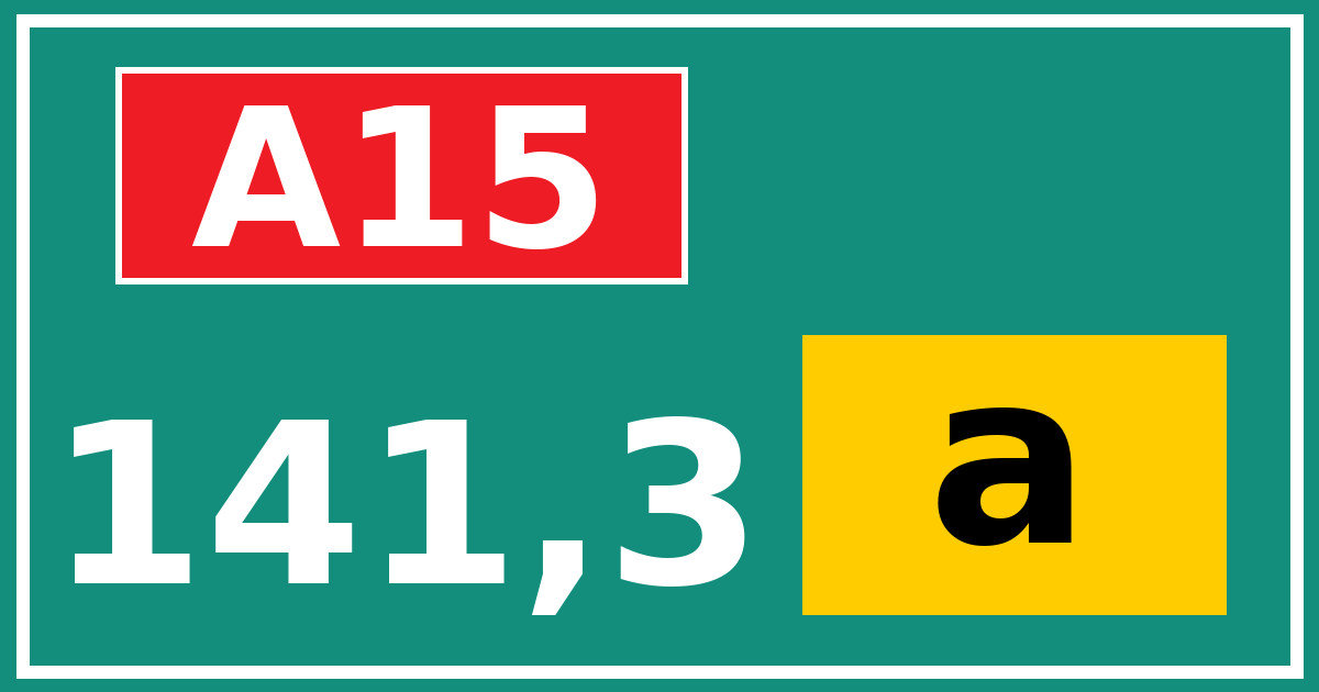 Hectometerbord A15 141,3 letter a