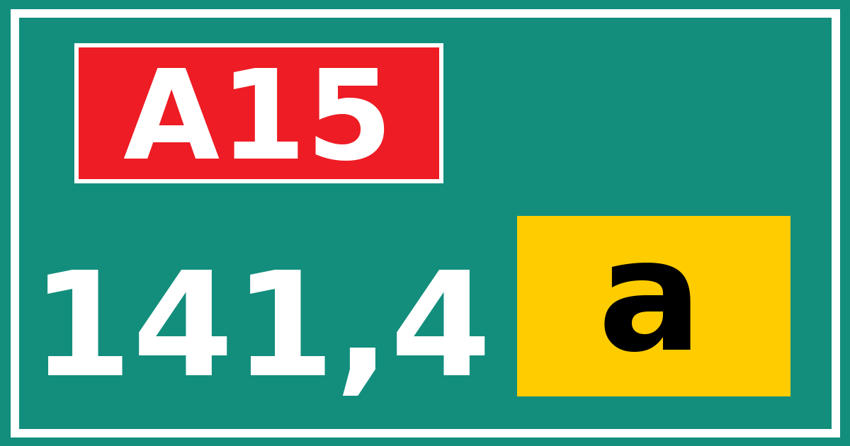 Hectometerbord A15 141,4 letter a