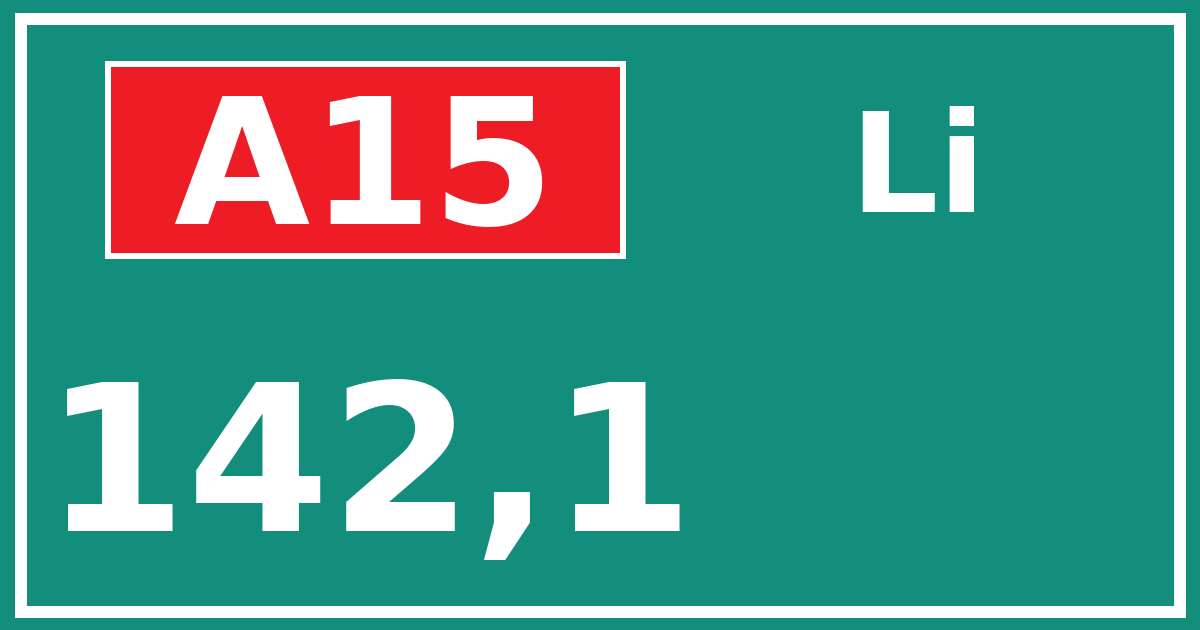 Hectometerbord A15 142,1 zijde Li