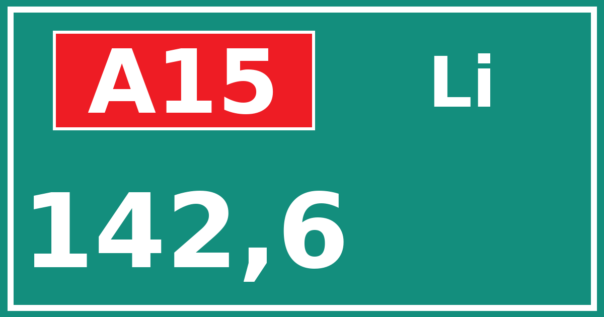 Hectometerbord A15 142,6 zijde Li