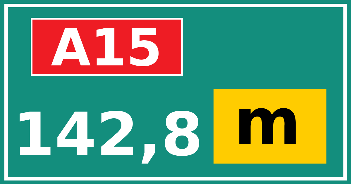 Hectometerbord A15 142,8 letter m