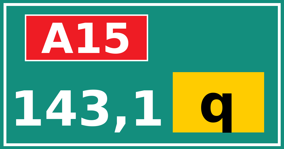 Hectometerbord A15 143,1 letter q