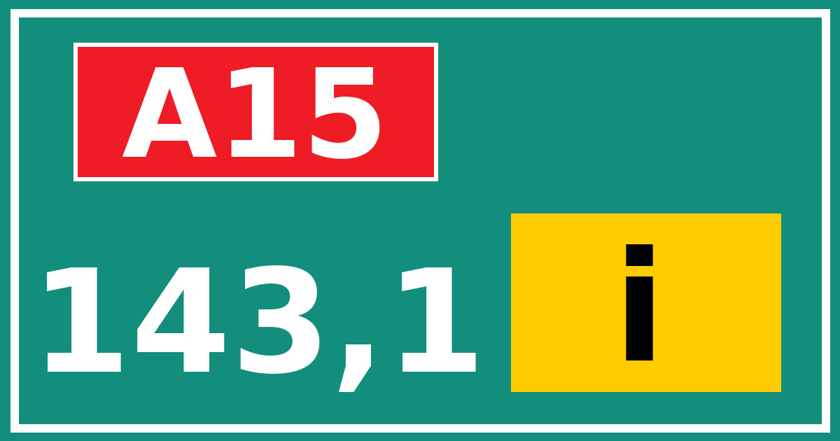 Hectometerbord A15 143,1 letter i